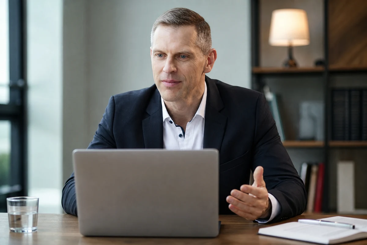 Rainer Kohut bei einem persönlichen Online-Coaching am Laptop